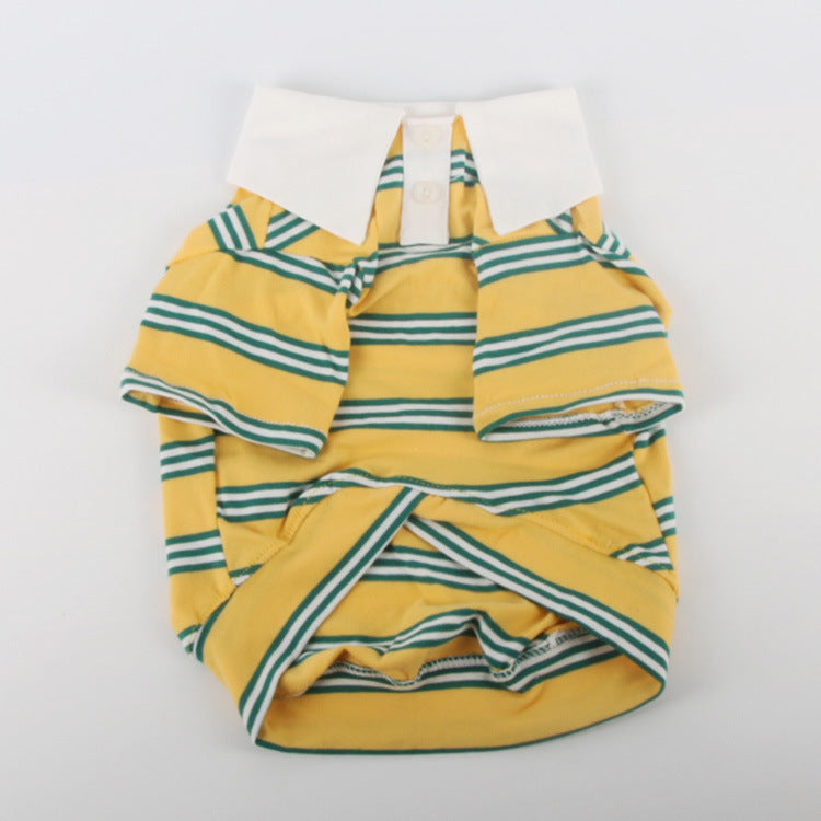 Summer Polo Dog Shirt – Cotton Pet T-Shirt for Small to Large Dogs, Casual Polo in Blue, Yellow & Green (S–5XL)