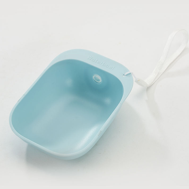 Portable Pet Water Bottle Feeder – ABS Travel Drinking Cup with Lanyard, Gray/Pink/Blue