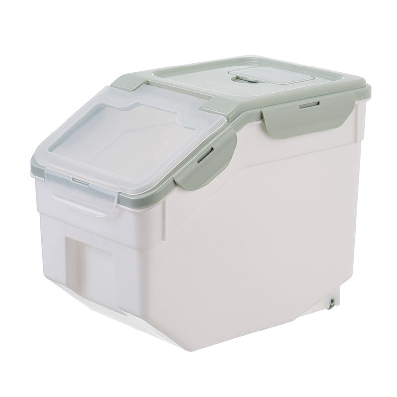 Pet Food Storage Container – Moistureproof Plastic Bin with Wheels & Measuring Cup