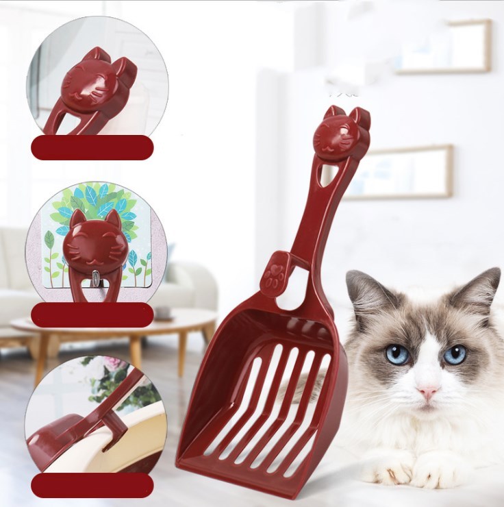 Cat Head Litter Scoop – Durable Plastic Cat Shovel for Litter & Food, 24cm
