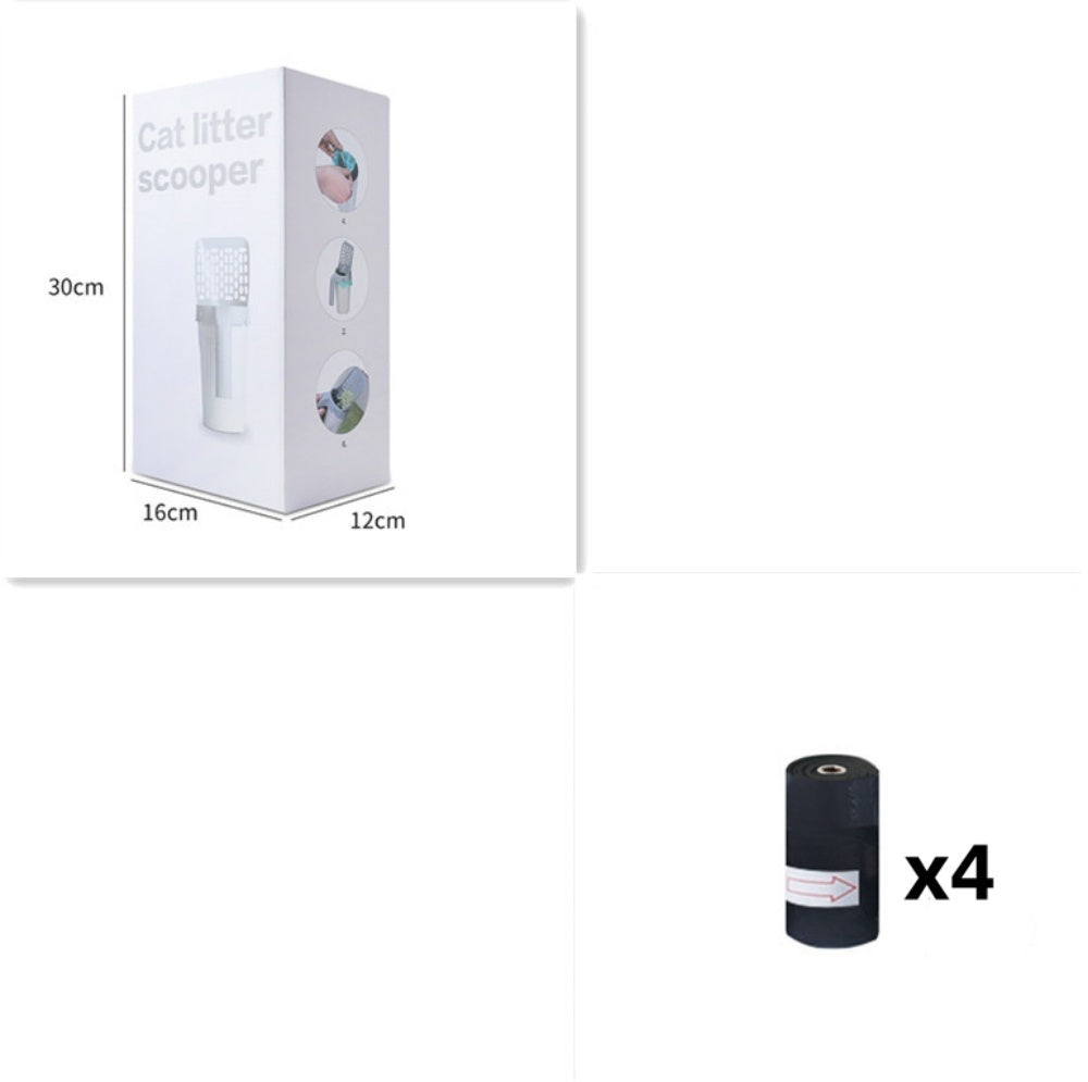 Cat Litter Scoop with Waste Bin – Durable Plastic Cleaning Shovel, Gray