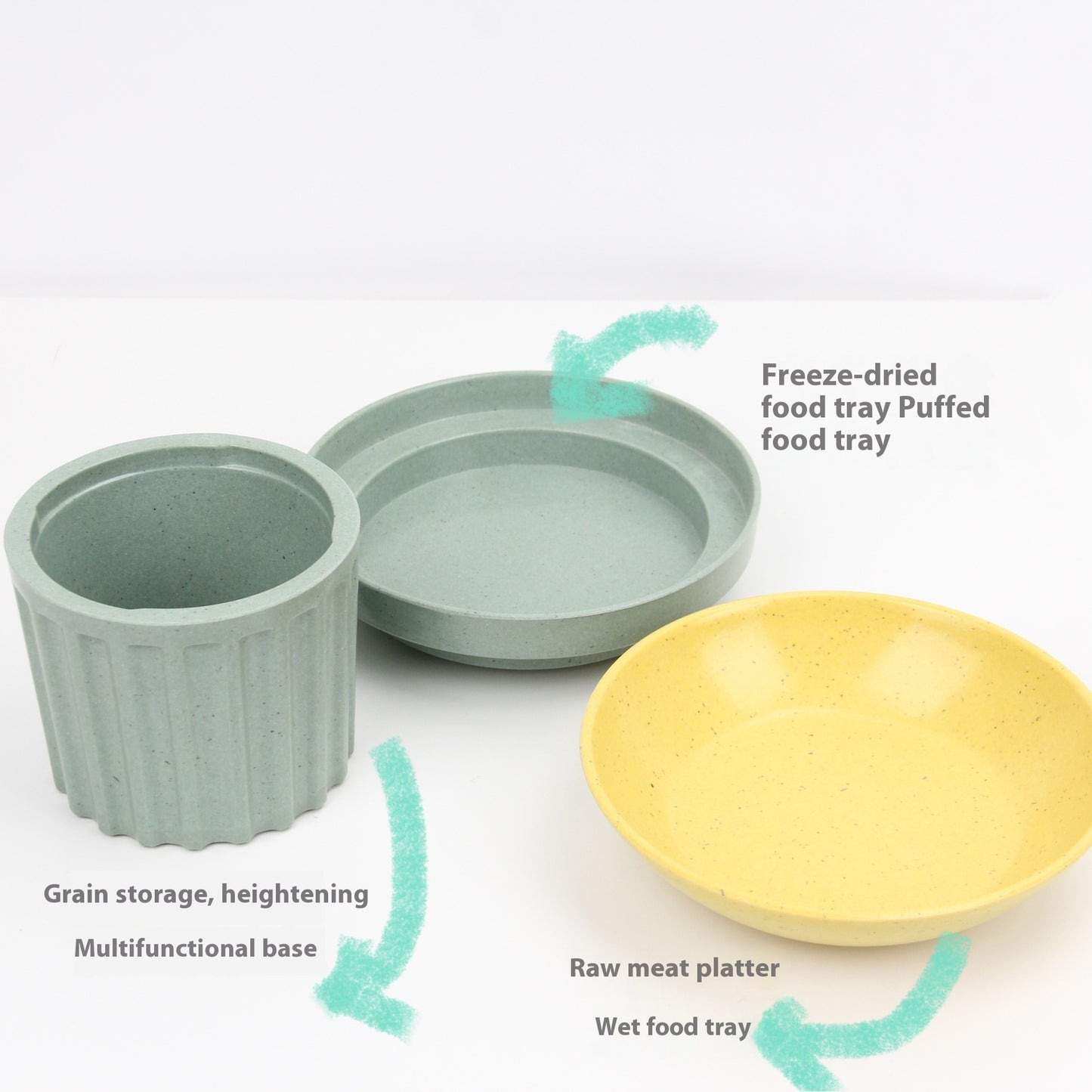 Bamboo Fiber Pet Bowl – Eco-Friendly 3-in-1 Cat & Dog Feeding Bowl, 16cm