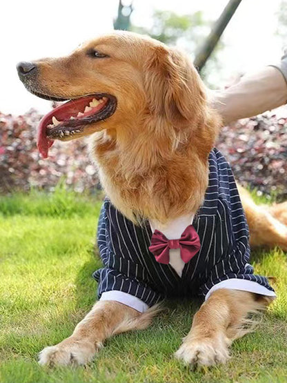 Navy Blue Dog Coat – Warm Casual Suit Jacket for Large Dogs, Windproof Pet Clothes for Golden Retrievers, Huskies & Labradors (3XL–7XL)