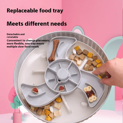 Pet Slow Feeder Bowl – Rotating Game Board with Lick Mat & Anti-Choke Design for Cats and Dogs