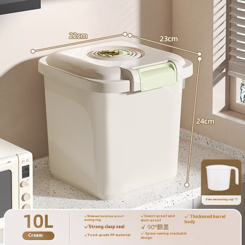 Airtight Pet Food Storage Bin – Insect-Proof & Moisture-Proof Plastic Container with Measuring Cup