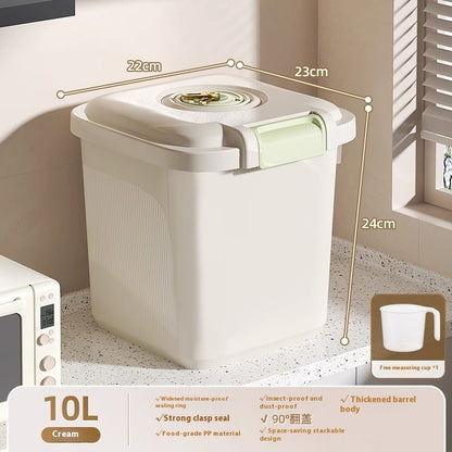 Airtight Pet Food Storage Bin – Insect-Proof & Moisture-Proof Plastic Container with Measuring Cup