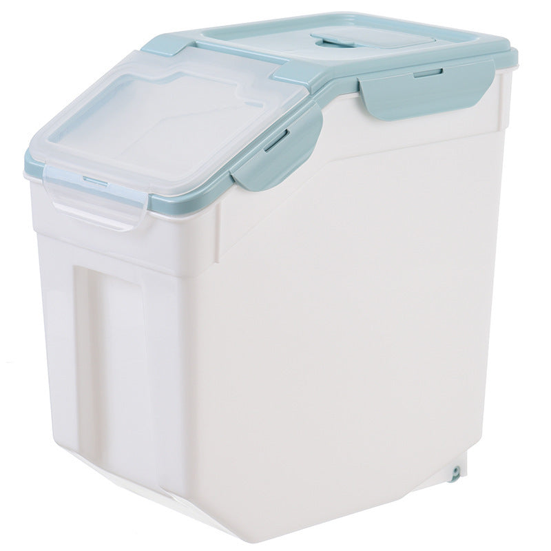 Pet Food Storage Container – Moistureproof Plastic Bin with Wheels & Measuring Cup