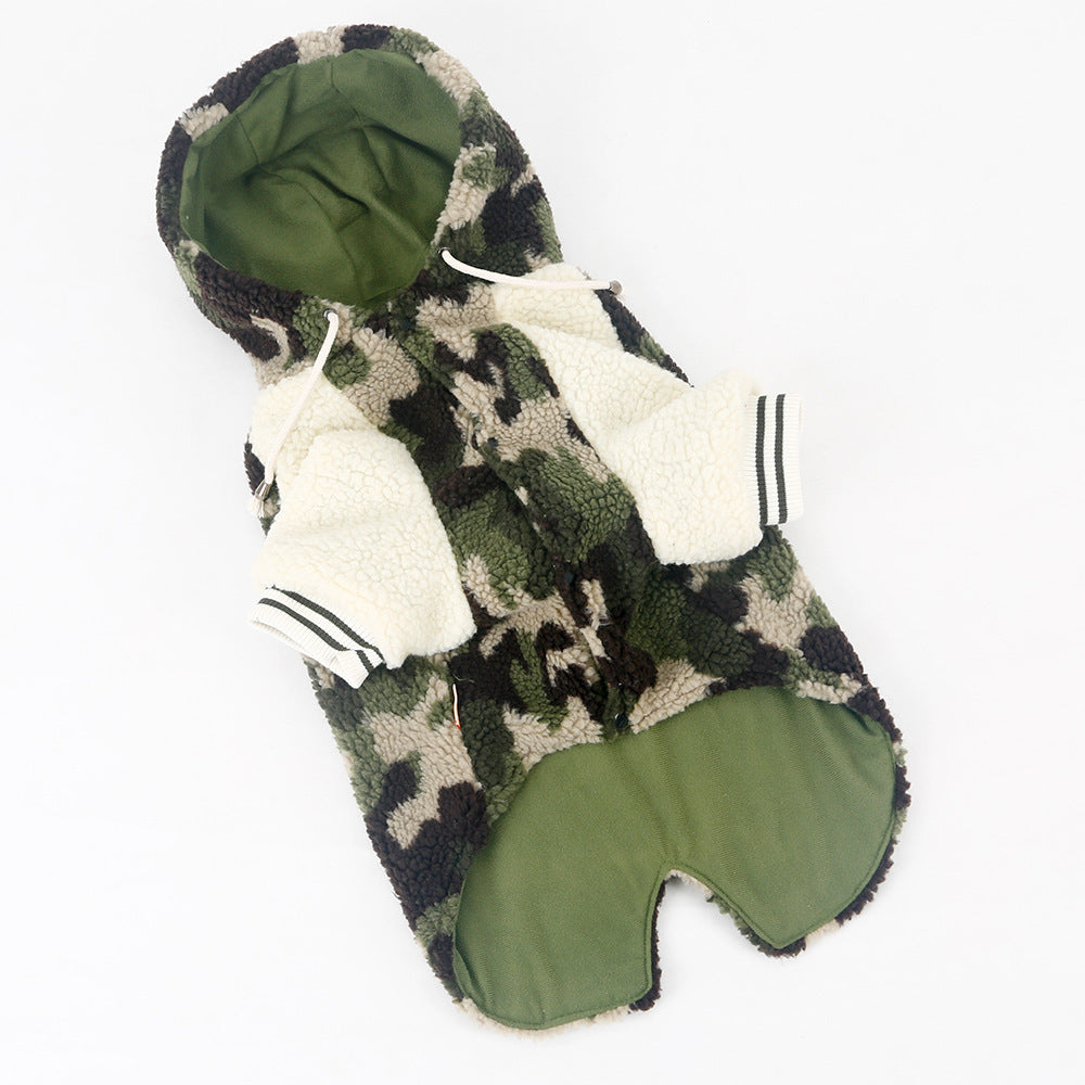 Camouflage Dog Jacket – Warm Cotton Fleece Coat for Large Dogs, Lamb Wool Lined Winter Clothes for Golden Retrievers, Labradors & Samoyeds (3XL–7XL)