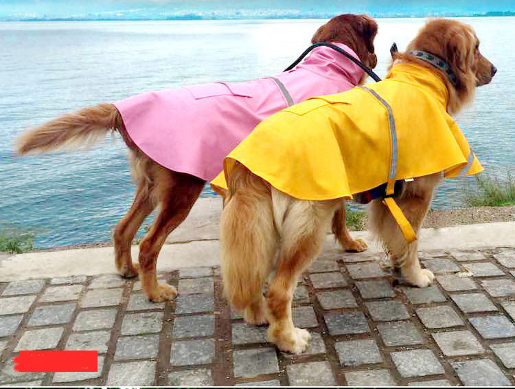Large Dog Waterproof Raincoat – Reflective PU Pet Jacket for Labradors & Golden Retrievers, Windproof & Snowproof