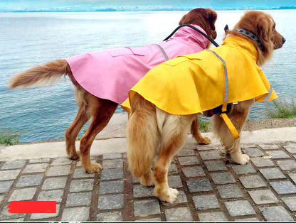 Large Dog Waterproof Raincoat – Reflective PU Pet Jacket for Labradors & Golden Retrievers, Windproof & Snowproof