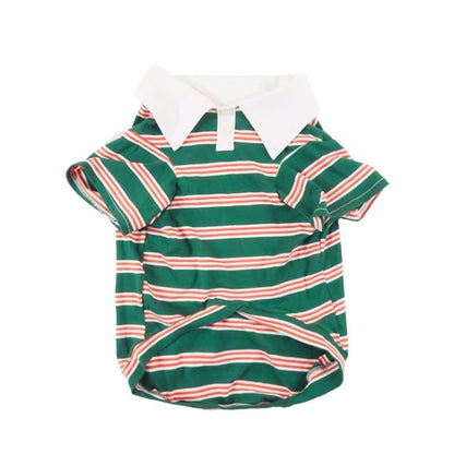 Summer Polo Dog Shirt – Cotton Pet T-Shirt for Small to Large Dogs, Casual Polo in Blue, Yellow & Green (S–5XL)