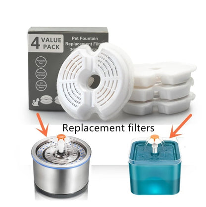 Stainless Steel Pet Water Fountain Filter – Replaceable Carbon & Foam Cotton