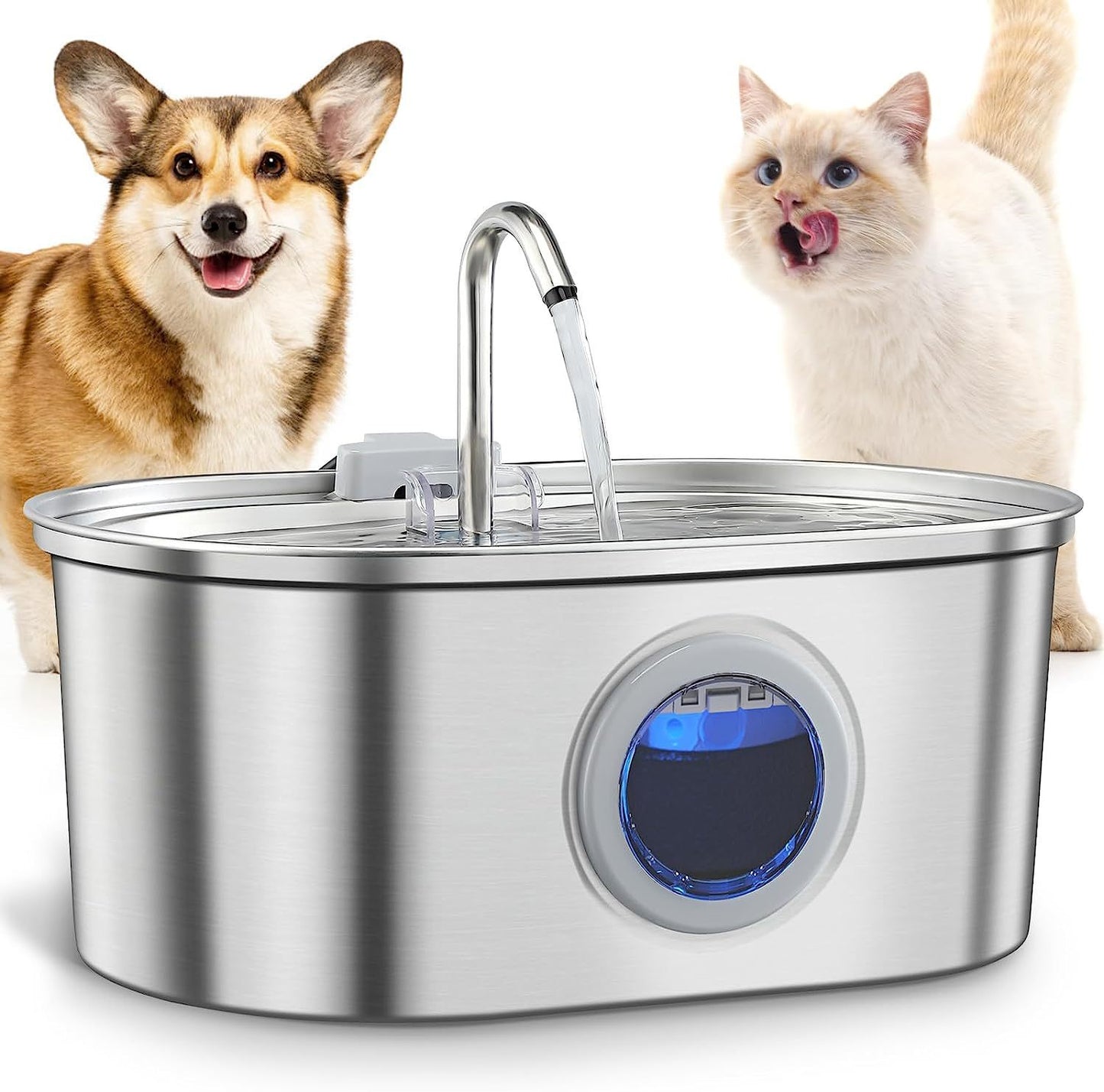 Stainless Steel Pet Water Fountain – Automatic Cat Drinking Dispenser with Filters & Pump