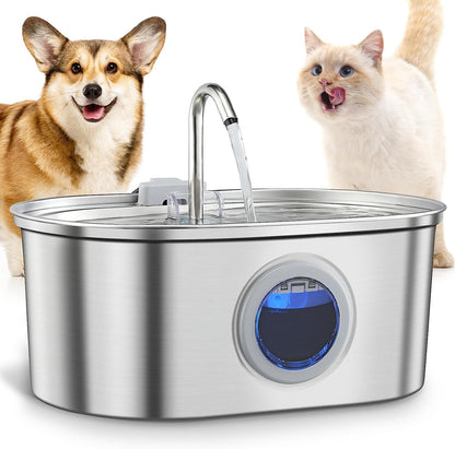 Stainless Steel Pet Water Fountain – Automatic Cat Drinking Dispenser with Filters & Pump