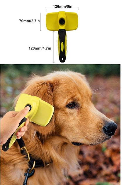 Automatic Retractable Pet Comb – Self-Cleaning Grooming Brush for Dogs & Cats, Stainless Steel Deshedding Tool