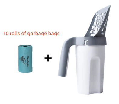 Large Capacity Cat Litter Scoop with Waste Bag Holder – Portable, Removable & Washable