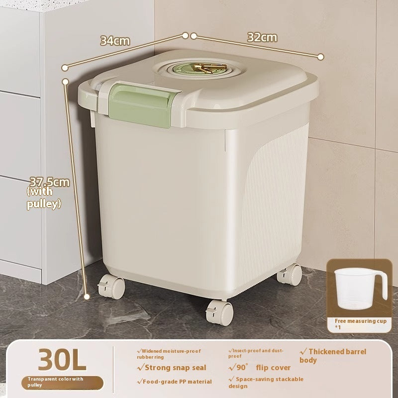 Airtight Pet Food Storage Bin – Insect-Proof & Moisture-Proof Plastic Container with Measuring Cup
