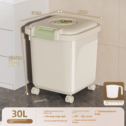 Airtight Pet Food Storage Bin – Insect-Proof & Moisture-Proof Plastic Container with Measuring Cup
