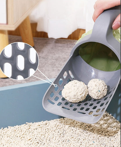 Large Capacity Cat Litter Scoop with Waste Bag Holder – Portable, Removable & Washable