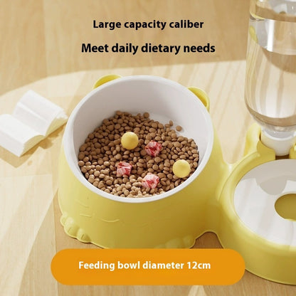 Double Bowl Automatic Pet Feeder & Water Dispenser – Stainless Steel & Ceramic Cat Bowl