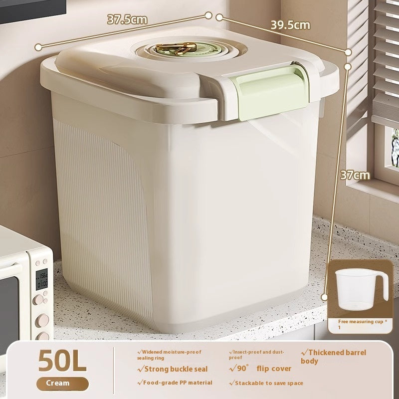 Airtight Pet Food Storage Bin – Insect-Proof & Moisture-Proof Plastic Container with Measuring Cup