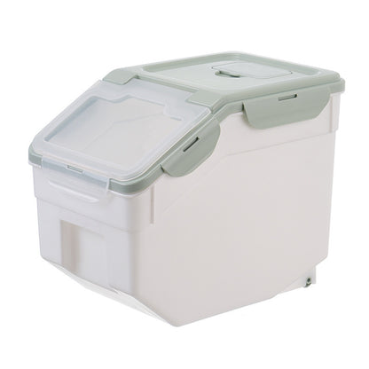 Pet Food Storage Container – Moistureproof Plastic Bin with Wheels & Measuring Cup