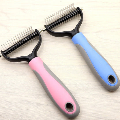 Double-Sided Dog Knot Comb – Stainless Steel Dematting Tool for Long-Haired Pets, Grooming Brush for Tangles & Shedding (Small/Large)