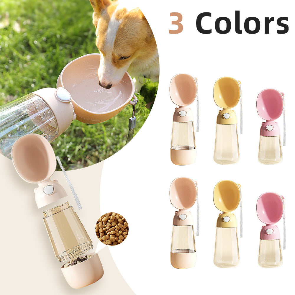 Portable Dog Water Bottle & Food Container – Outdoor Travel Pet Feeder Bowl