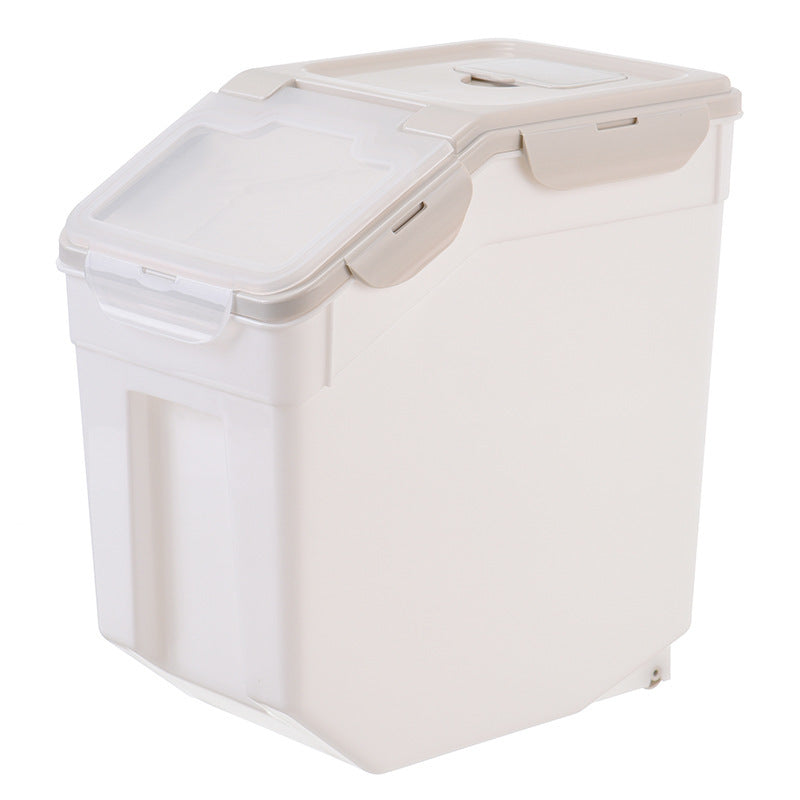 Pet Food Storage Container – Moistureproof Plastic Bin with Wheels & Measuring Cup