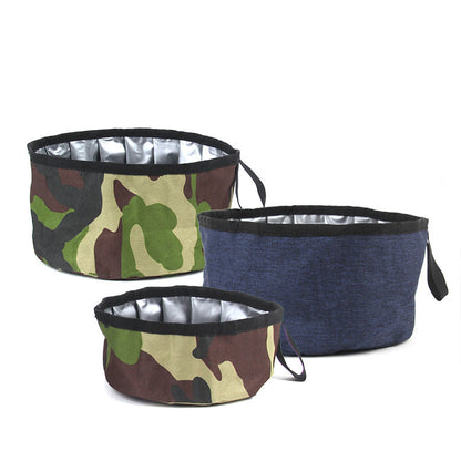 Portable Folding Dog Bowl – Oxford Cloth Outdoor Travel Food & Water Bowl (S/L)