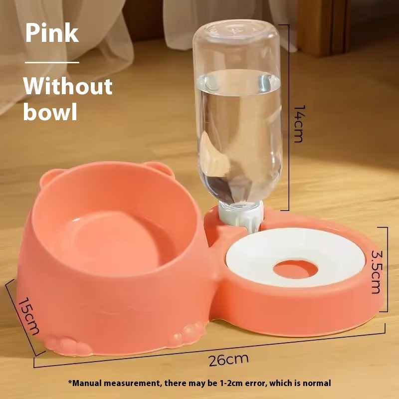 Double Bowl Automatic Pet Feeder & Water Dispenser – Stainless Steel & Ceramic Cat Bowl