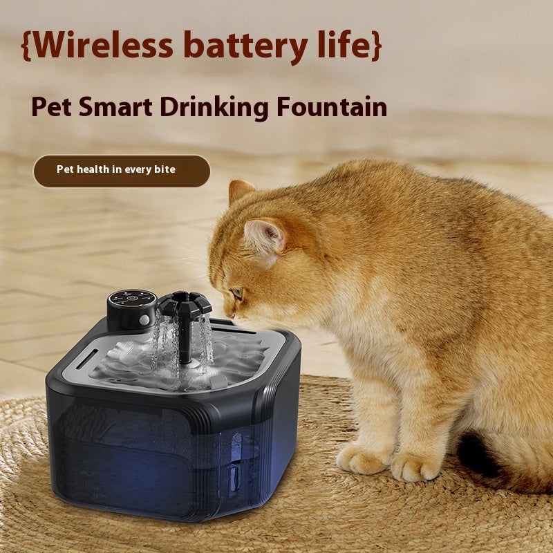 Stainless Steel Pet Water Fountain – Wireless Automatic Induction Dispenser with USB Charging
