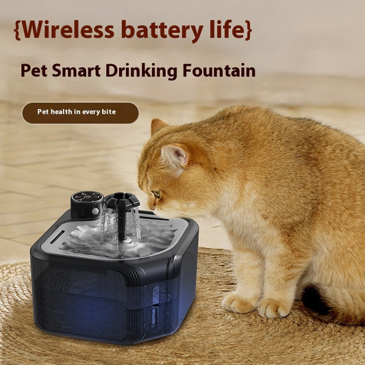 Stainless Steel Pet Water Fountain – Wireless Automatic Induction Dispenser with USB Charging