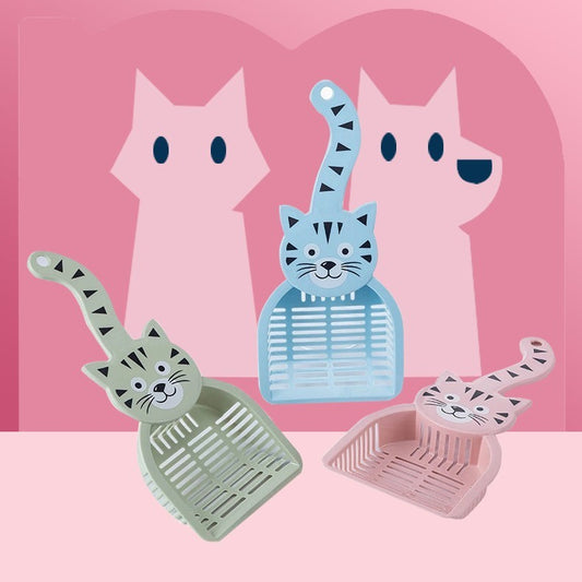 Large Cat Litter Scoop – Durable Plastic Poop Cleaning Shovel, Pink/Green/Blue