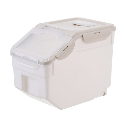 Pet Food Storage Container – Moistureproof Plastic Bin with Wheels & Measuring Cup