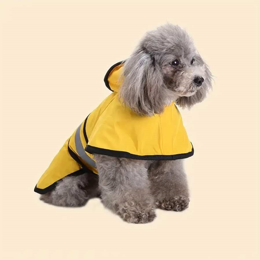 Reflective Dog Raincoat – Waterproof Polyester Poncho for Large Dogs, Golden Retrievers & Labradors (XS–4XL, Yellow/Blue)