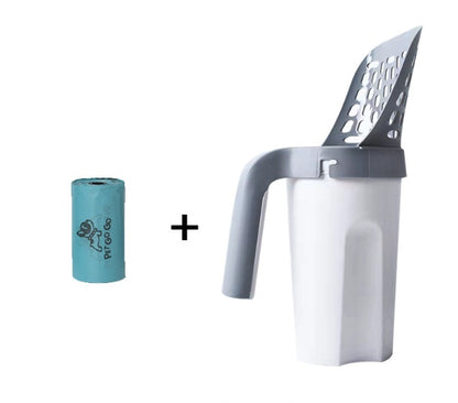 Large Capacity Cat Litter Scoop with Waste Bag Holder – Portable, Removable & Washable
