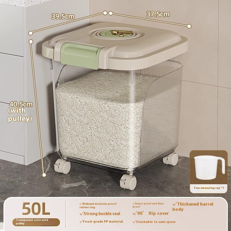 Airtight Pet Food Storage Bin – Insect-Proof & Moisture-Proof Plastic Container with Measuring Cup