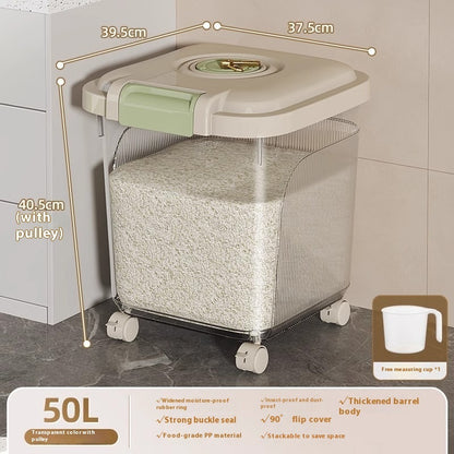 Airtight Pet Food Storage Bin – Insect-Proof & Moisture-Proof Plastic Container with Measuring Cup