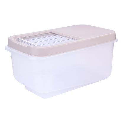 10KG Airtight Pet Food Storage Box – Transparent Plastic Container with Measuring Cup & Slide Cover