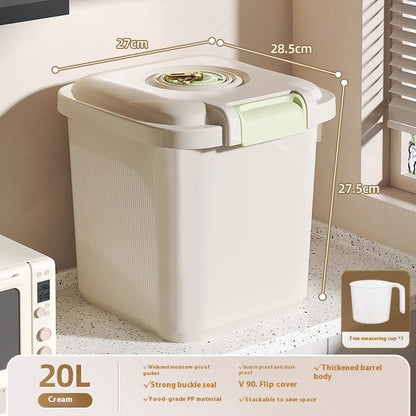 Airtight Pet Food Storage Bin – Insect-Proof & Moisture-Proof Plastic Container with Measuring Cup