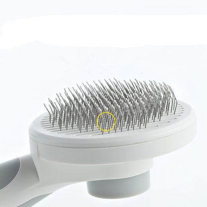 Round Handle Pet Comb – 135° Stainless Steel Self-Cleaning Grooming Brush for Dogs & Cats