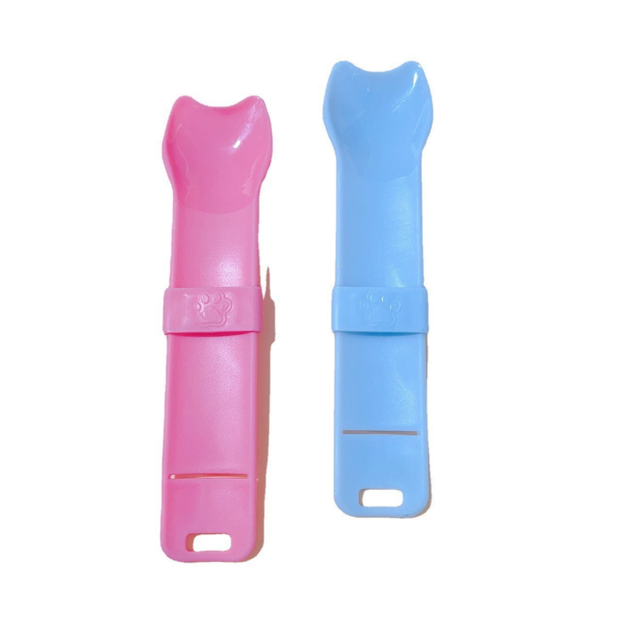 Cat Feeding Spoon – Durable Plastic Food Scoop with Long Handle, Blue or Pink