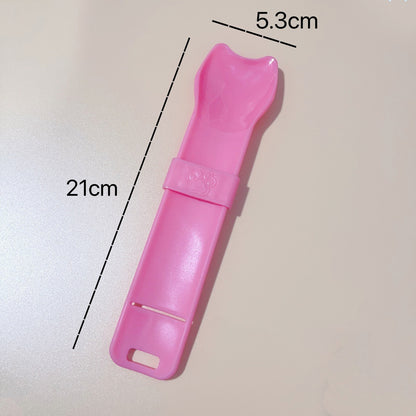 Cat Feeding Spoon – Durable Plastic Food Scoop with Long Handle, Blue or Pink