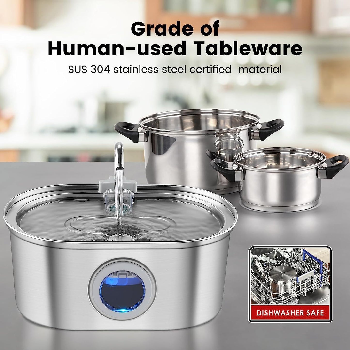 Stainless Steel Pet Water Fountain – Automatic Cat Drinking Dispenser with Filters & Pump