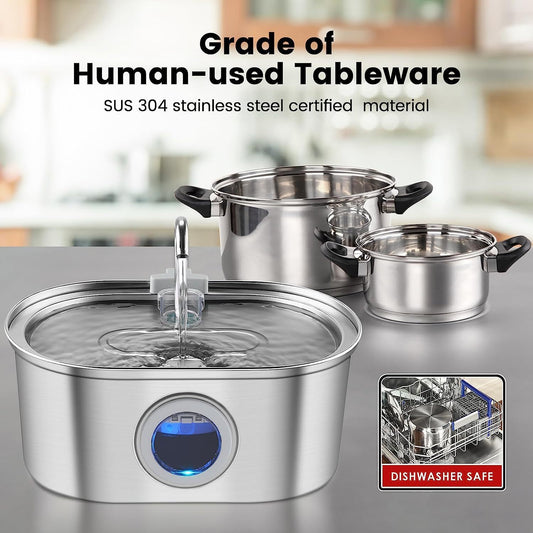 Stainless Steel Pet Water Fountain – Automatic Cat Drinking Dispenser with Filters & Pump