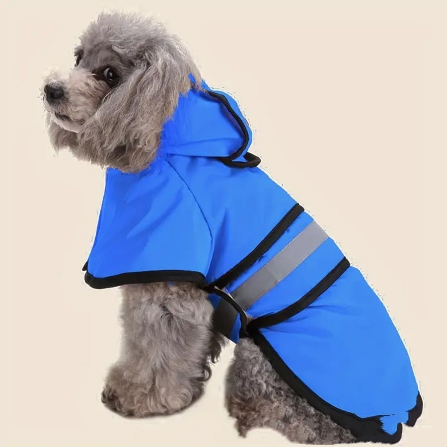 Reflective Dog Raincoat – Waterproof Polyester Poncho for Large Dogs, Golden Retrievers & Labradors (XS–4XL, Yellow/Blue)