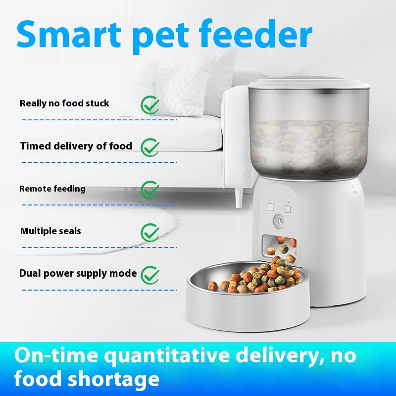 Smart Automatic Pet Feeder – Video Monitoring, Moisture-Proof Food Dispenser with Timer for Cats & Dogs