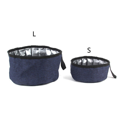 Portable Folding Dog Bowl – Oxford Cloth Outdoor Travel Food & Water Bowl (S/L)