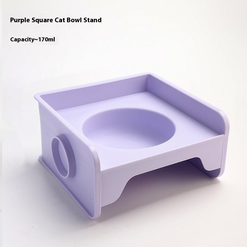 Ceramic Cat Bowl with Height-Adjustable Square Rack – Elevated Feeding Dish, UFO & Square Styles